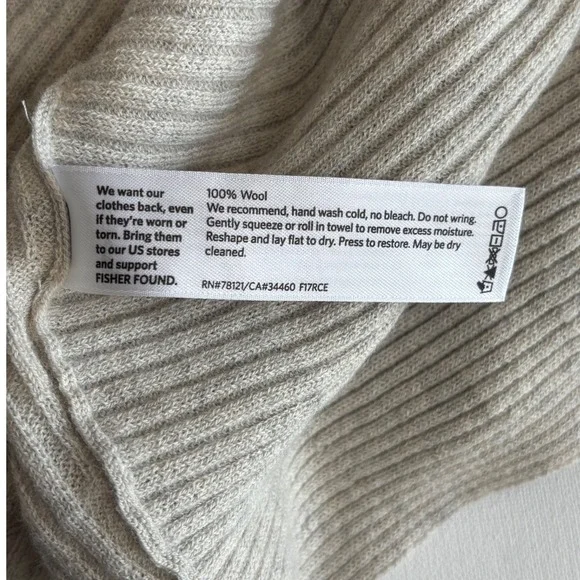 Eileen Fisher Cardigan PS Oatmeal Wool Ribbed Open Front Draped Langenlook - Picture 4 of 7